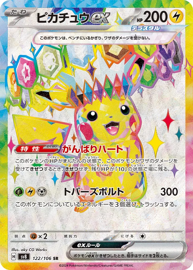 ea3bebb02860e15ba1f1cbd6266f41c468f08fedaa5ac1d9791aabab16ad1e59 SV8 #122 Pikachu ex - Image 1