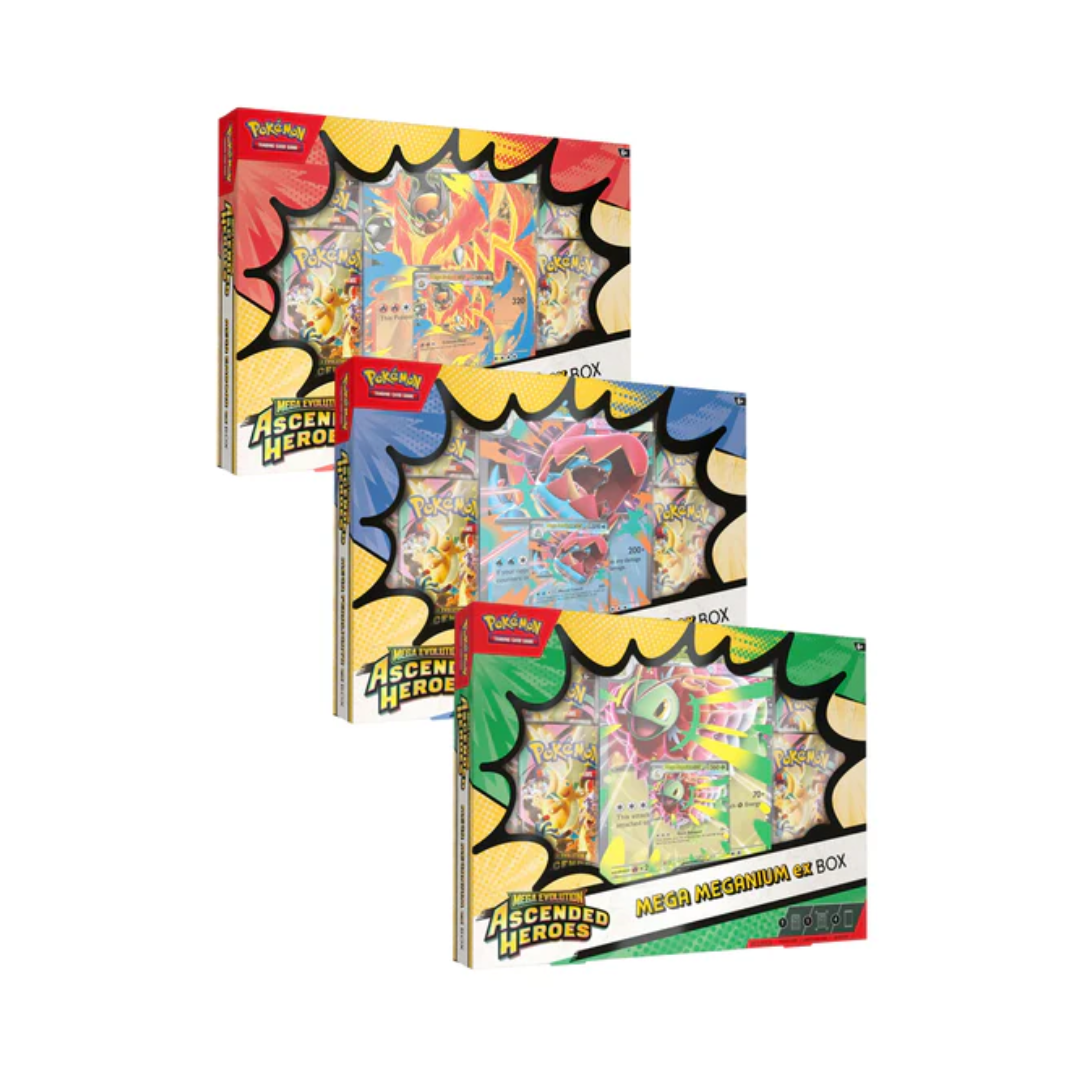 SakuraPlay | Pokémon TCG: Mega Evolution - [ME2.5] Ascended Heroes Mega Meganium ex/Mega Emboar ex/Mega Feraligatr ex Box